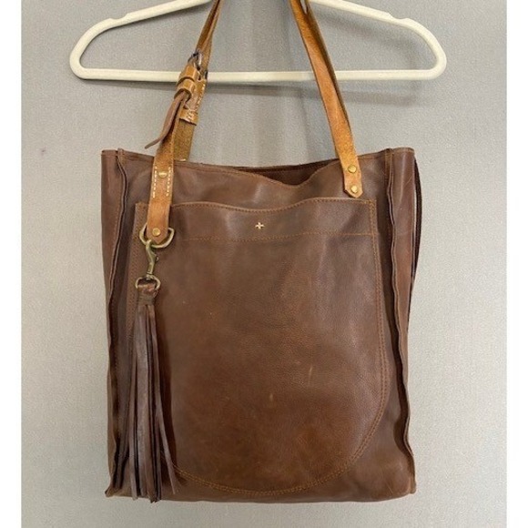 Handmade by Elke Handbags - Handmade by Elke Boulder CO Brown Leather Tassel Tote Bag Zippered Shopper